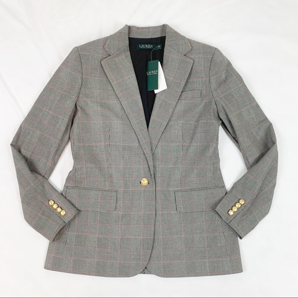Ralph Lauren classic plaid one button blazer